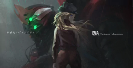 HD PC desktop wallpaper featuring Asuka Langley Sohryu from Evangelion: 3.0 You Can (Not) Redo, depicted in a dark, atmospheric anime style.