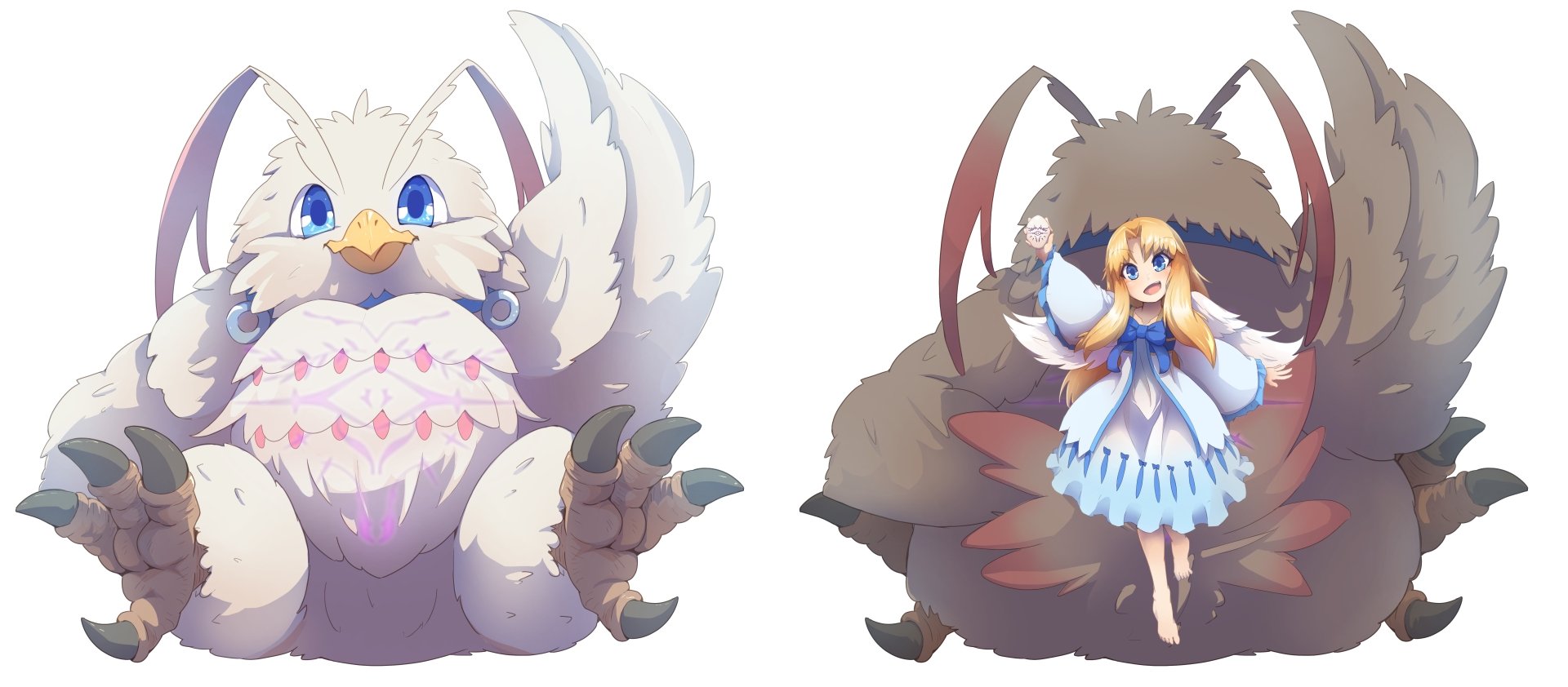 Filo from The Rising of The Shield Hero anime is featured in a vibrant 4K Ultra HD desktop wallpaper, showcasing her in both humanoid and bird forms.